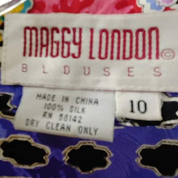 Maggie London Silk Blouse Women's Size 10 - Picture 3 of 9
